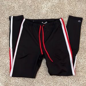 Tie Waistband Striped Active Leggings